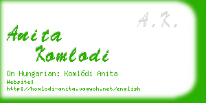 anita komlodi business card